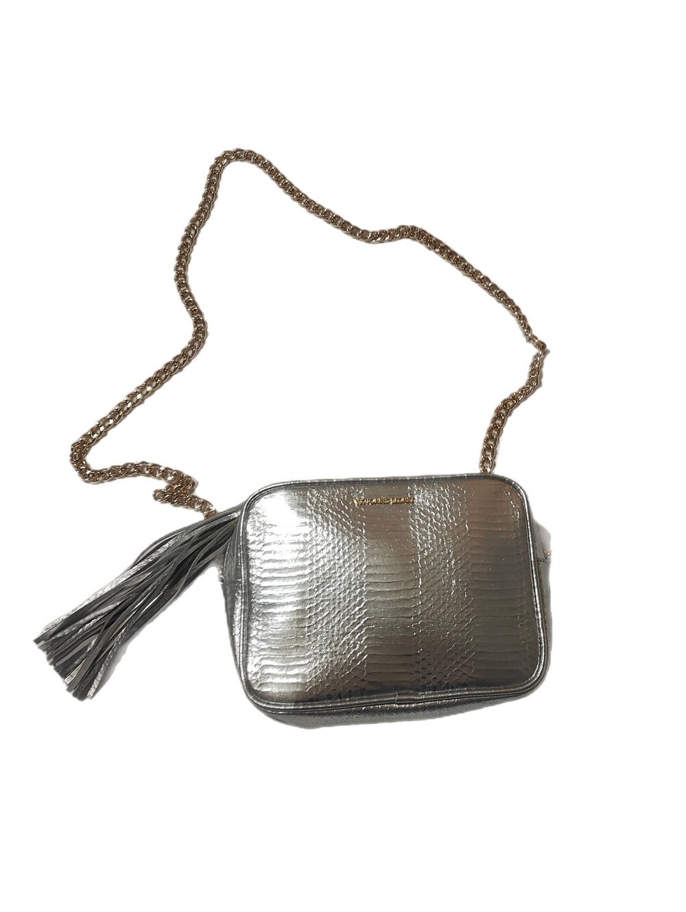 Victoria's Secret Silver Crossbody Bag W/ Chain Strap